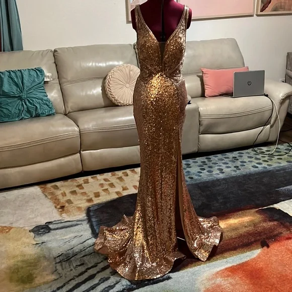 Dresses Prom Bridesmaid Wedding Junior Bride Rose Gold Sequin